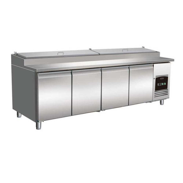 Saladette 4 portes refrigérée pour pizza en granit 12x1/3GN