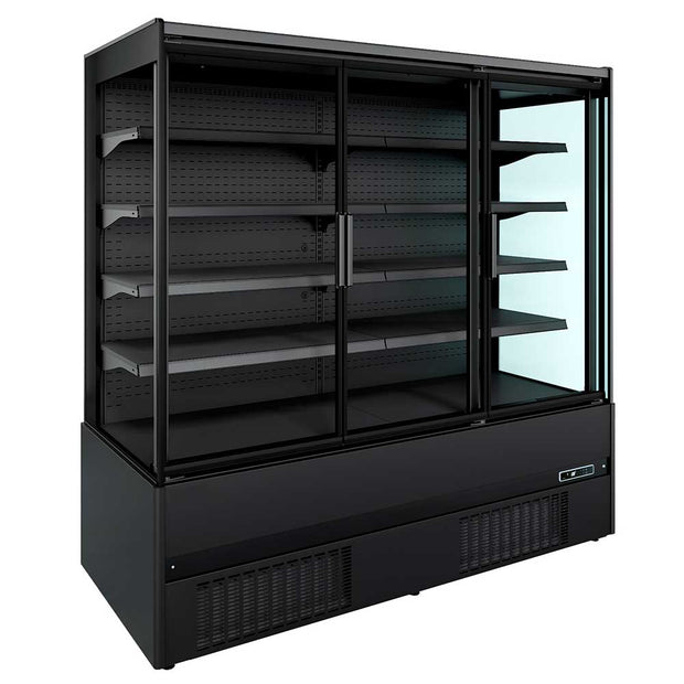 Vitrine réfrigérée de présentation noire avec portes battantes 1.9m
