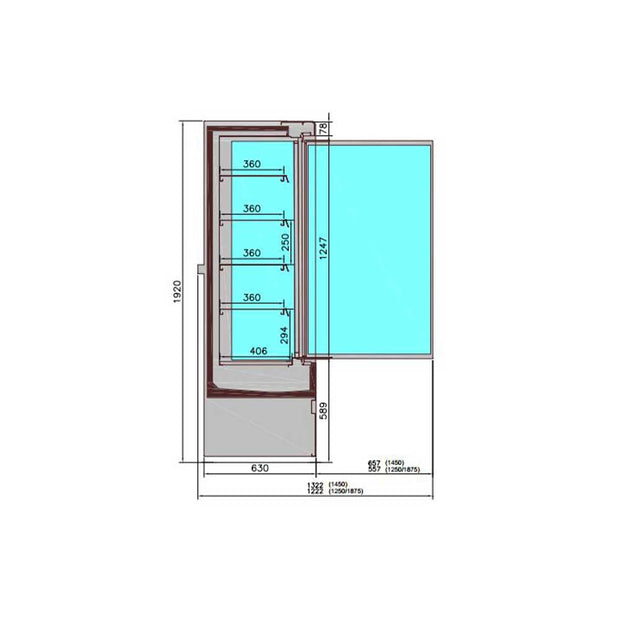 Vitrine réfrigérée de présentation noire avec portes battantes 1.9m