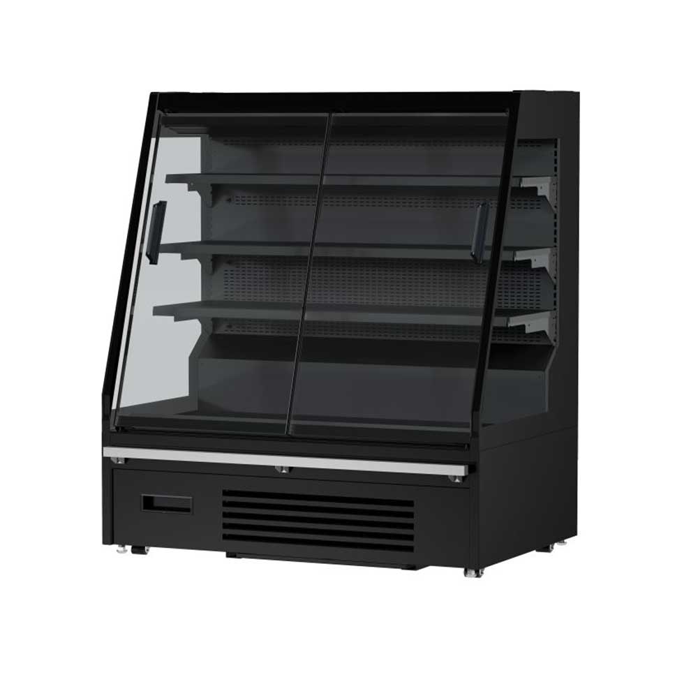 Vitrine réfrigérée de présentation noire avec portes coulissantes 1.3m