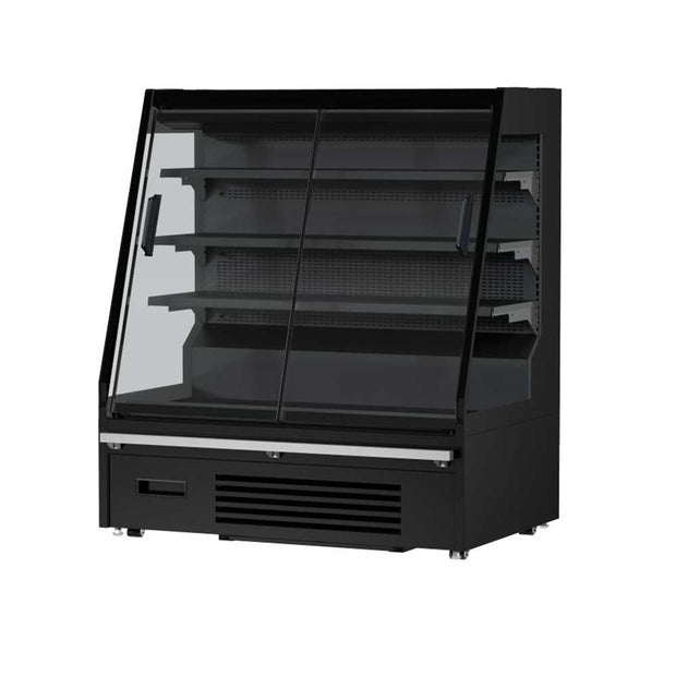 Vitrine réfrigérée de présentation noire avec portes coulissantes 1.3m