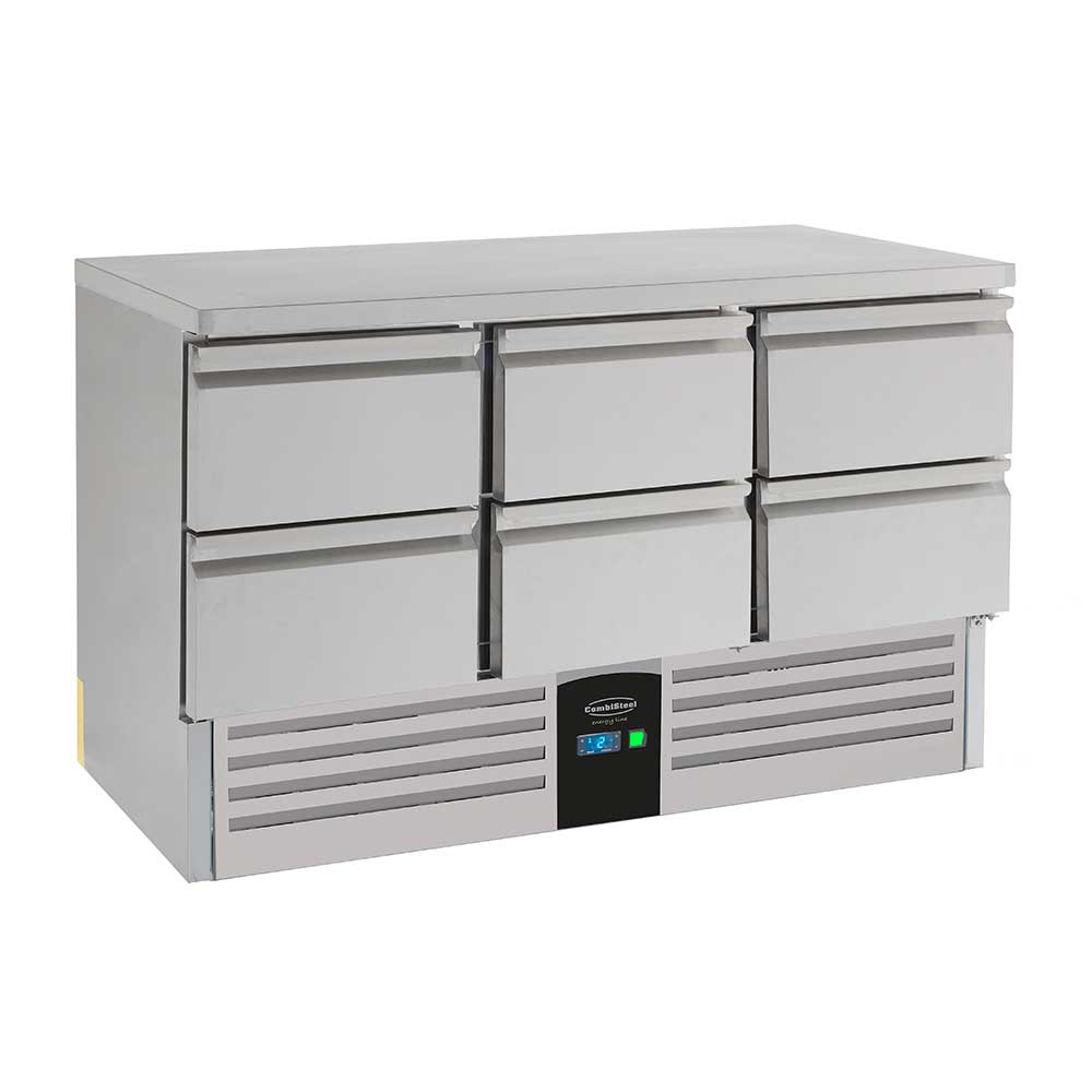 Bar réfrigéré sans rebord 6 tiroirs en inox sans pieds avec évaporateur ENERGY LINE