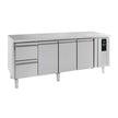Bar réfrigéré sans rebord 2 tiroirs et 3 portes en inox avec pieds ENERGY LINE