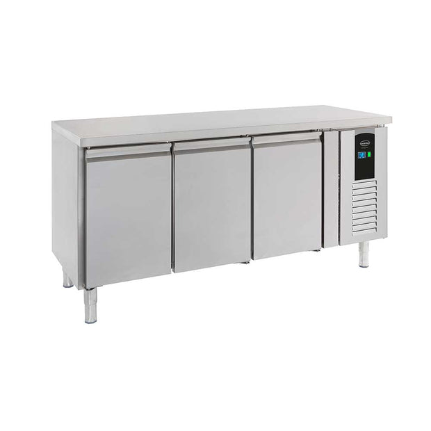 Bar réfrigéré sans rebord 3 portes en inox avec pieds ENERGY LINE