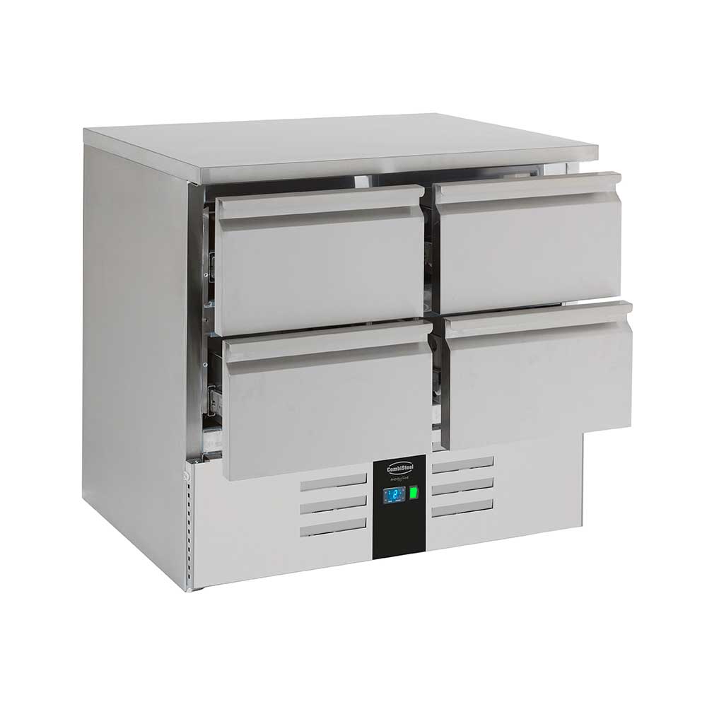 Bar réfrigéré sans rebord 4 tiroirs en inox sans pieds avec évaporateur ENERGY LINE
