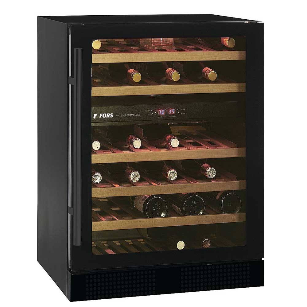FORS Cave à vin, porte vitrée, noir, 2 zones - VC 8246 NG - 
46 bouteilles
