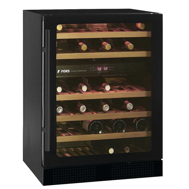 FORS Cave à vin, porte vitrée, noir, 2 zones - VC 8246 NG - 
46 bouteilles