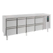 Table réfrigérée 8 tiroirs en inox sur pieds
