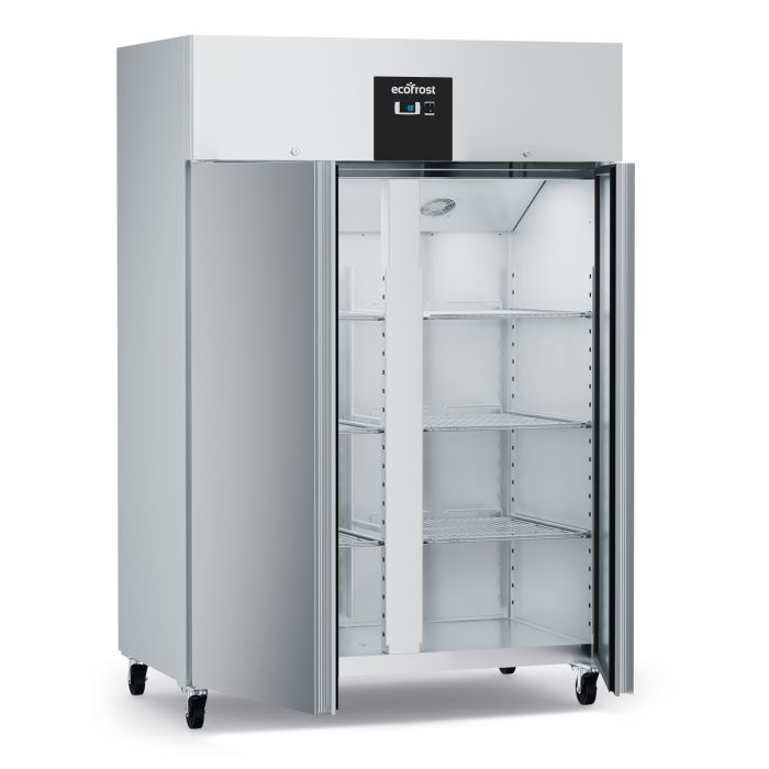 Réfrigérateur professionnel inox 2 portes vitrées à roulette de 1200L